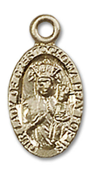 Our Lady of Czestochowa Medal Charm - 14kt Gold Oval Pendant 6091