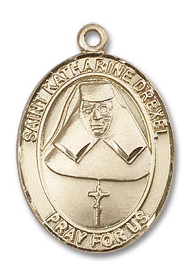 St Katharine Drexel Medal - 14kt Gold Oval Pendant 3 Sizes