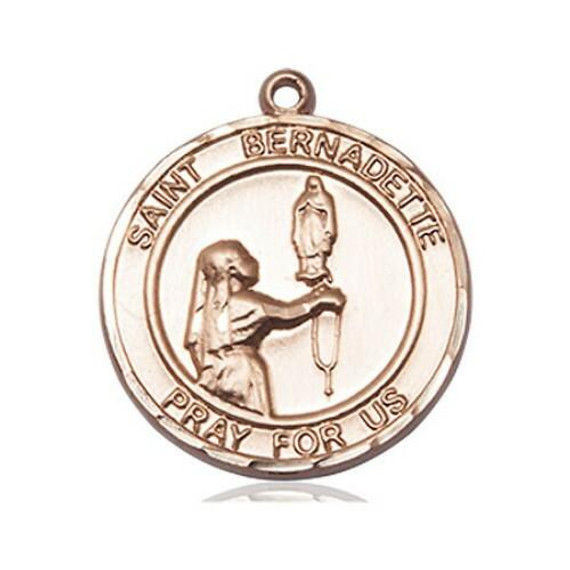 St Bernadette Medal - 14kt Gold Round Pendant 2 Sizes