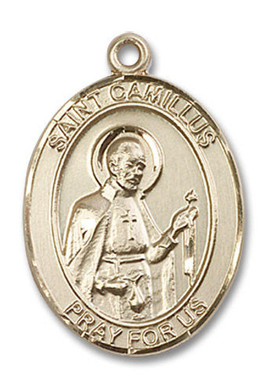 St Camillus Medal - 14kt Gold Oval Pendant 3 Sizes