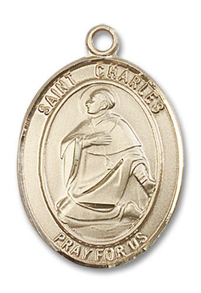 St Charles Medal - 14kt Gold Oval Pendant 3 Sizes