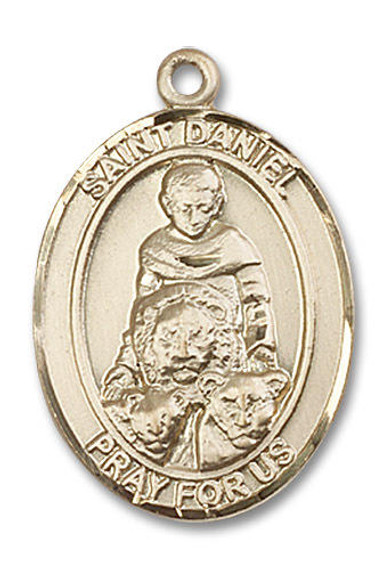 St Daniel Medal - 14kt Gold Oval Pendant 3 Sizes