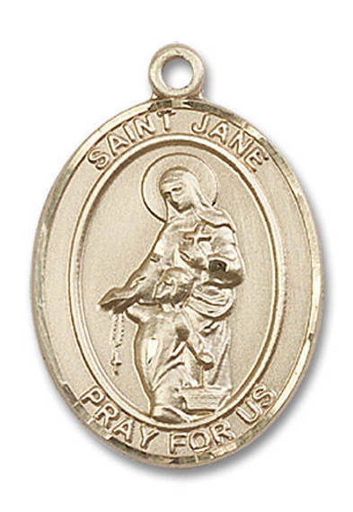 St Jane of Valois Medal - 14kt Gold Oval Pendant 3 Sizes