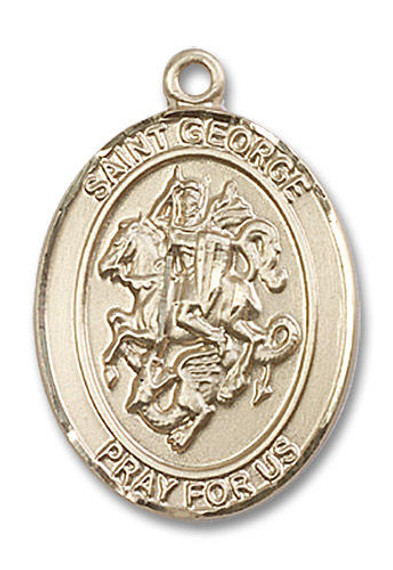 St George Medal - 14kt Gold Oval Pendant 3 Sizes