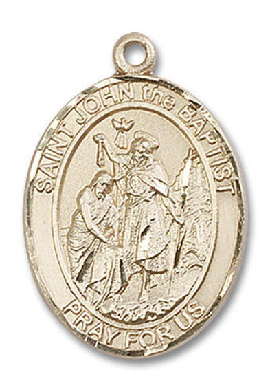 St John The Baptist Medal - 14kt Gold Oval Pendant 3 Sizes