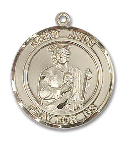St Jude Medal - 14kt Gold Round Pendant 2 Sizes