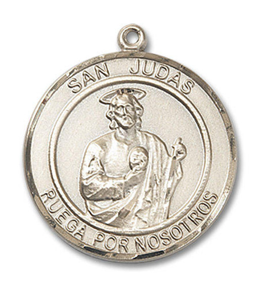 San Judas Medal - 14kt Gold Round Pendant 2 Sizes