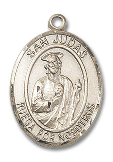 San Judas Medal - 14kt Gold Oval Pendant 2 Sizes