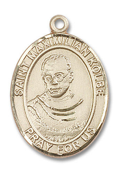 St Maximilian Kolbe Medal - 14kt Gold Oval Pendant 3 Sizes
