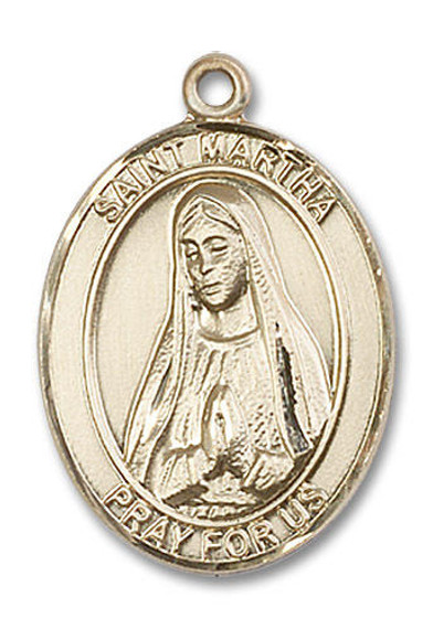 St Martha Medal - 14kt Gold Oval Pendant 3 Sizes