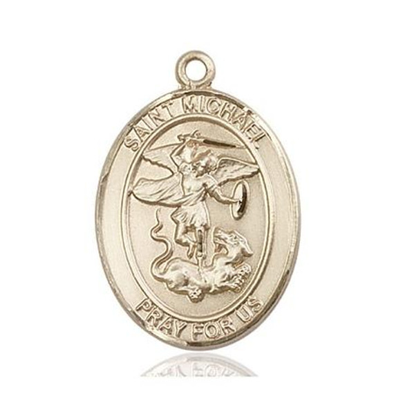 St Michael Medal - 14kt Gold Oval Pendant 3 Sizes