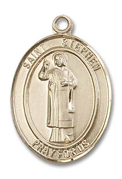 St Stephen Medal - 14kt Gold Oval Pendant 3 Sizes