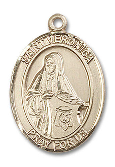 St Veronica Medal - 14kt Gold Oval Pendant 3 Sizes