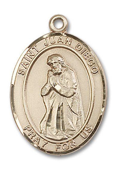 St Juan Diego Medal - 14kt Gold Oval Pendant 3 Sizes