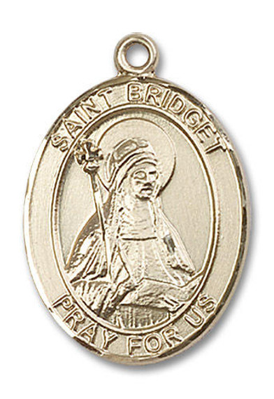 St Bridget of Sweden Medal - 14kt Gold Oval Pendant 3 Sizes