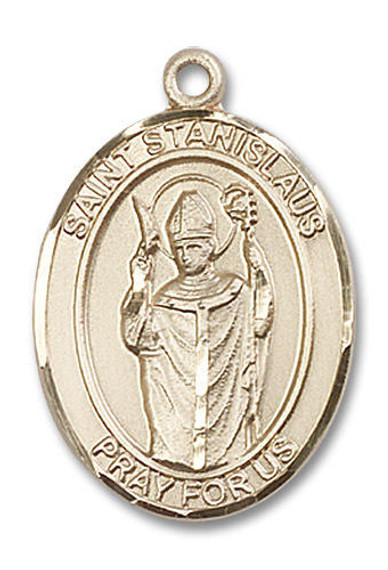 St Stanislaus Medal - 14kt Gold Oval Pendant 3 Sizes