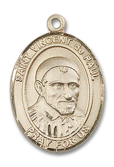 St Vincent De Paul Medal - 14kt Gold Oval Pendant 3 Sizes