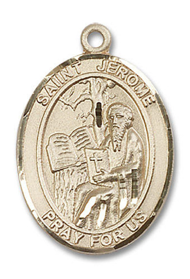St Jerome Medal - 14kt Gold Oval Pendant 3 Sizes