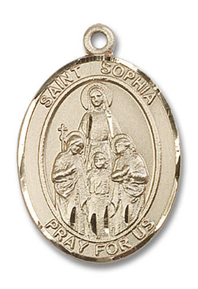 St Sophia Medal - 14kt Gold Oval Pendant 3 Sizes