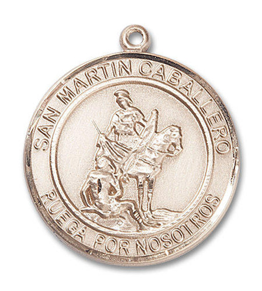 San Martin Caballero Medal - 14kt Gold Round Pendant 2 Sizes