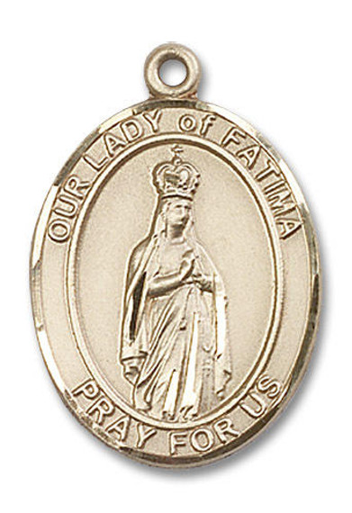 Our Lady of Fatima Medal - 14kt Gold Oval Pendant 3 Sizes