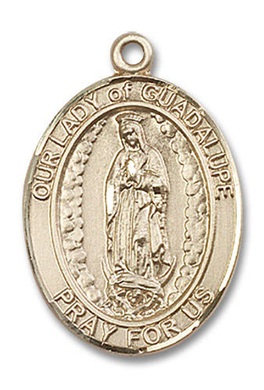 Our Lady of Guadalupe Medal - 14kt Gold Oval Pendant 3 Sizes