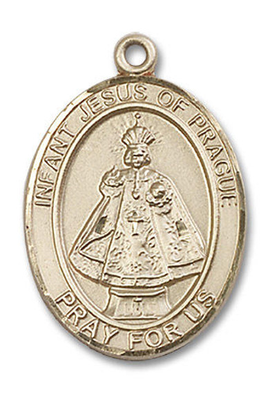 Infant of Prague Medal - 14kt Gold Oval Pendant 3 Sizes