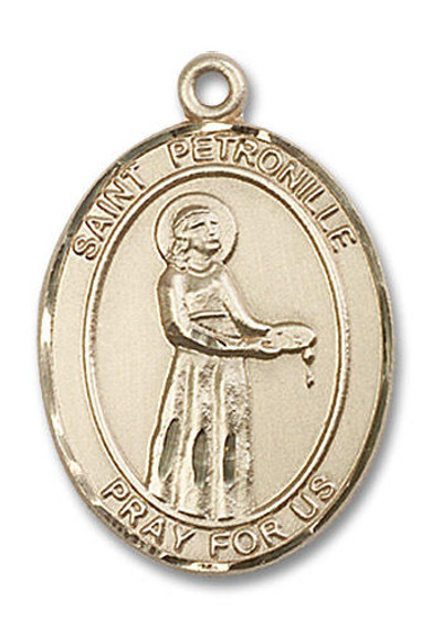 St Petronille Medal - 14kt Gold Oval Pendant 3 Sizes