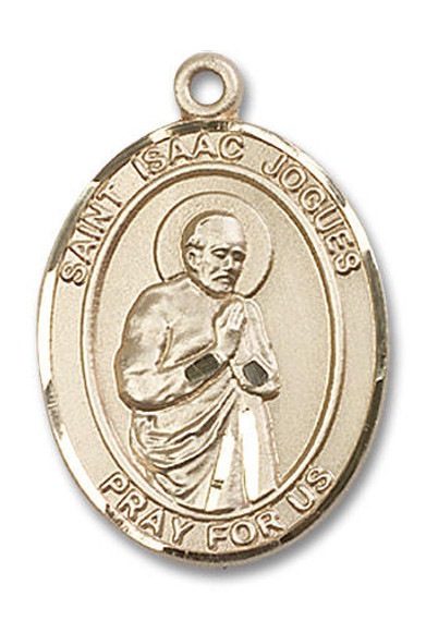 St Isaac Jogues Medal - 14kt Gold Oval Pendant 3 Sizes