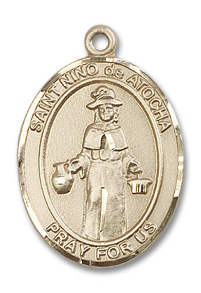 St Nino De Atocha Medal - 14kt Gold Oval Pendant 3 Sizes