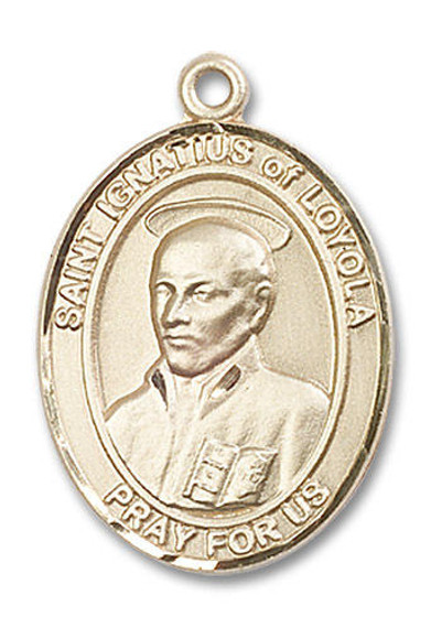 St Ignatius of Loyola Medal - 14kt Gold Oval Pendant 3 Sizes