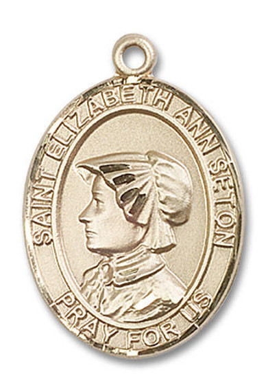 St Elizabeth Ann Seton Medal - 14kt Gold Oval Pendant 3 Sizes