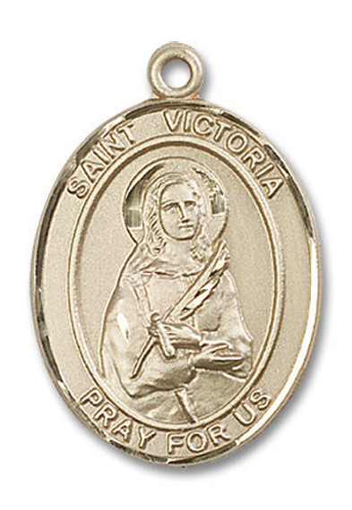 St Victoria Medal - 14kt Gold Oval Pendant 3 Sizes