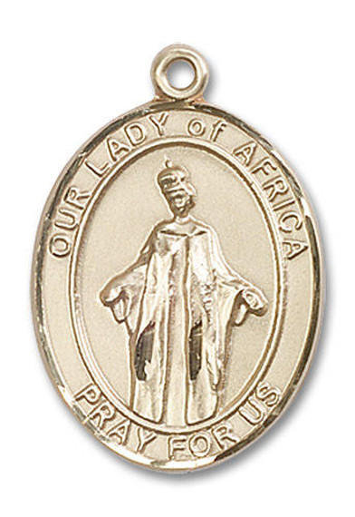 Our Lady of Africa Medal - 14kt Gold Oval Pendant 3 Sizes