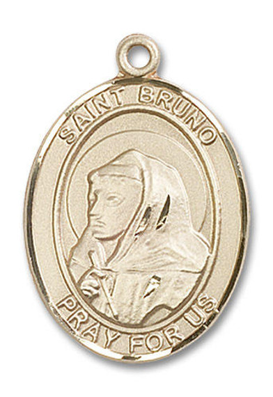 St Bruno Medal - 14kt Gold Oval Pendant 3 Sizes