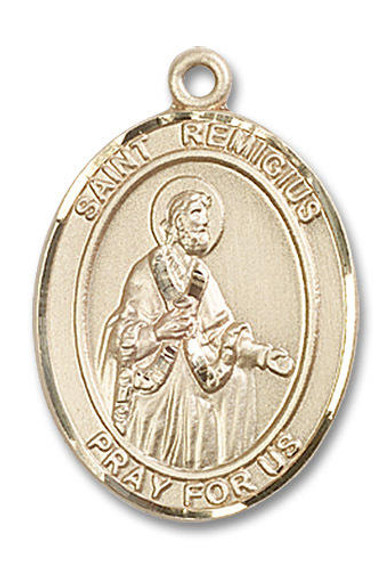 St Remigius Medal - 14kt Gold Oval Pendant 3 Sizes