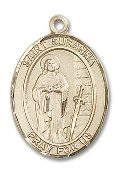 St Susanna Medal - 14kt Gold Oval Pendant 3 Sizes