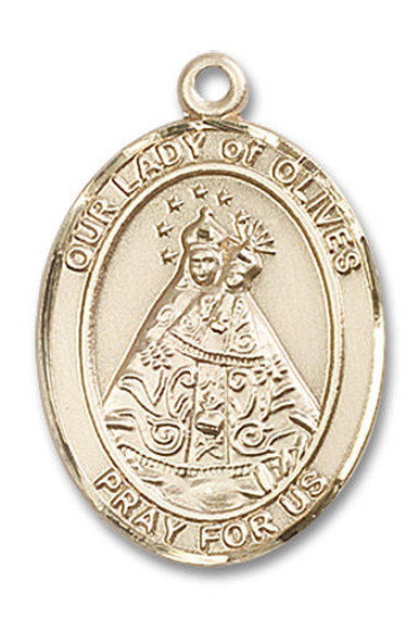 Our Lady of Olives Medal - 14kt Gold Oval Pendant 3 Sizes