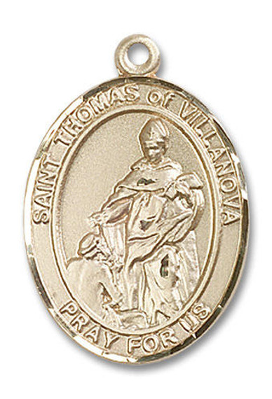 St Thomas of Villanova Medal - 14kt Gold Oval Pendant 3 Sizes