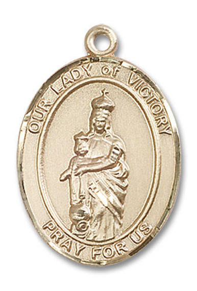 Our Lady of Victory Medal - 14kt Gold Oval Pendant 3 Sizes