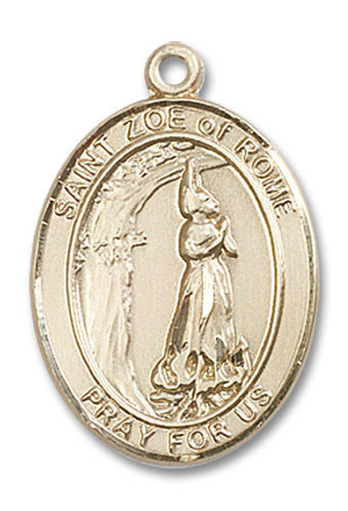 St Zoe of Rome Medal - 14kt Gold Oval Pendant 3 Sizes