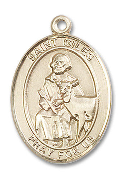 St Giles Medal - 14kt Gold Oval Pendant 3 Sizes