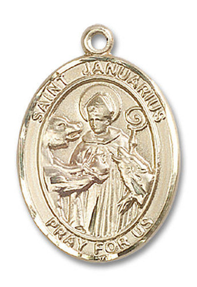St Januarius Medal - 14kt Gold Oval Pendant 3 Sizes