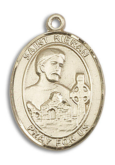 St Kieran Medal - 14kt Gold Oval Pendant 3 Sizes