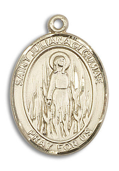 St Juliana of Cumae Medal - 14kt Gold Oval Pendant 3 Sizes