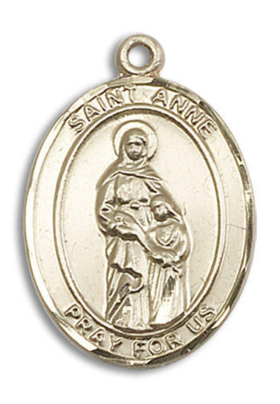 St Anne Medal - 14kt Gold Oval Pendant 3 Sizes