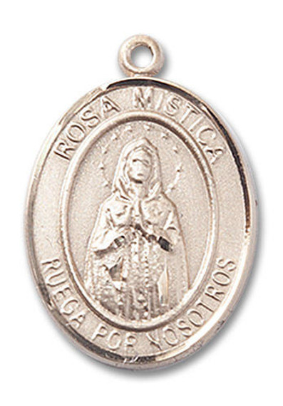 Rosa Mistica Medal - 14kt Gold Oval Pendant 2 Sizes