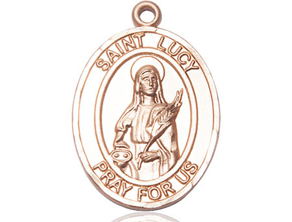 St. Lucy Medal - 14kt Gold Oval Pendant