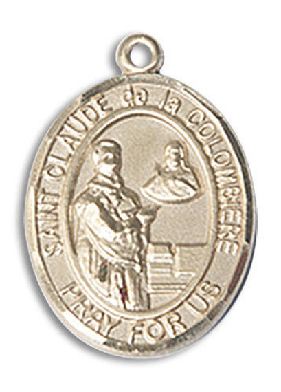 St Claude De La Colombiere Medal - 14kt Gold Oval Pendant 3 Sizes