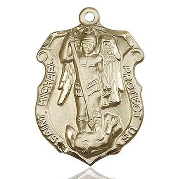 Large St Michael Air Force Shield Medal - 14kt Gold 1 1/4 x 3/4 Pendant 5448